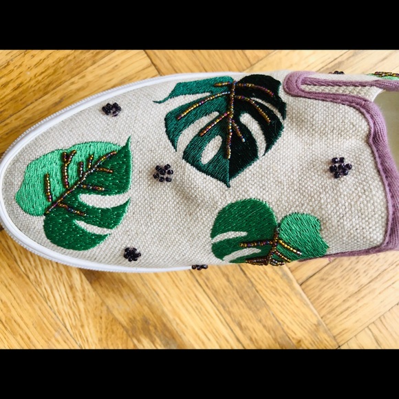Charles Keith Palm Tree Embroidery Loafers Shoes - Picture 4 of 4